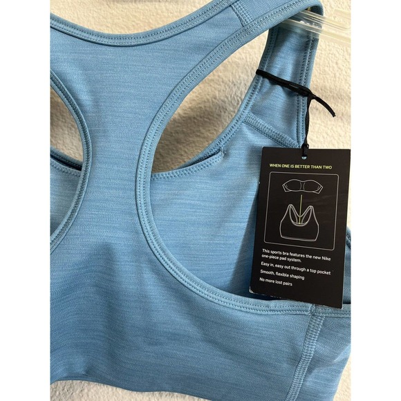 NWT Nike Swoosh Sports Bra Size M Blue Heather Padded NEW - Picture 8 of 8